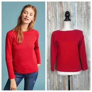 Anthropologie XS Raga Red Sparkle Clancy Boat Neck Pullover Sweater Top $128